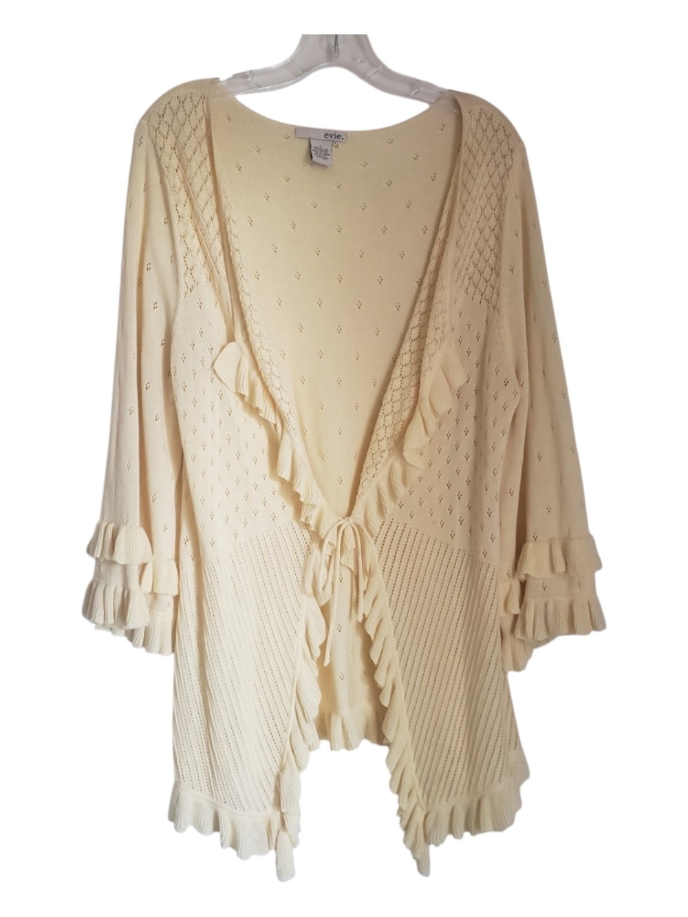 EVIE Yellow Ruffle Tie-Front Open Cardigan